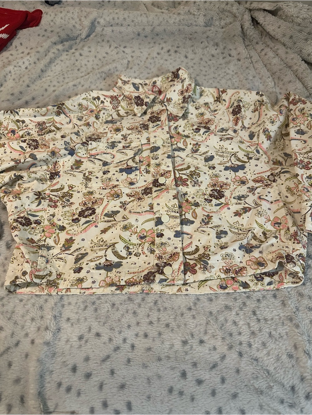 NWT Solitaire Floral Print Lightweight Shirt Jacket - Cream, Blue, Pink